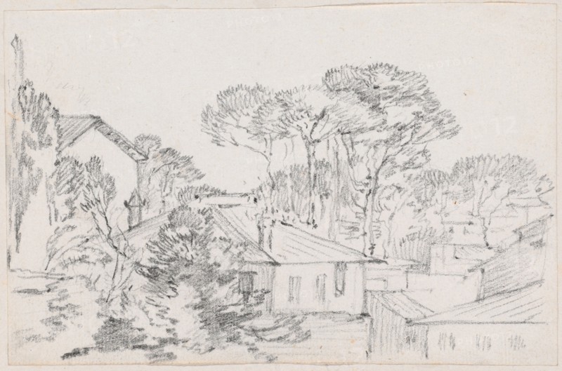 Rooftops and Umbrella Pines, 1744/1750. Creator: Joseph-Marie Vien the Elder.