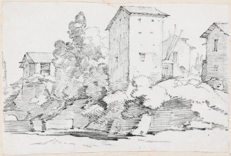 Italian Farm Buildings by a Stream, 1744/1750. Creator: Joseph-Marie Vien the Elder.