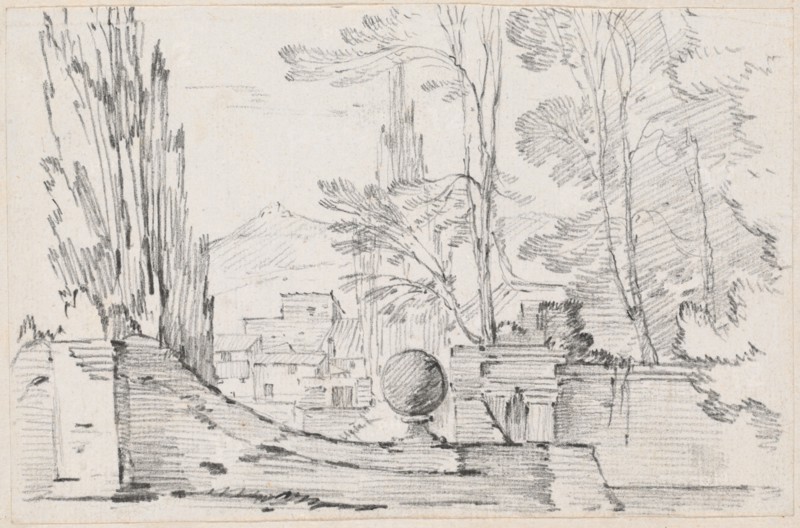 View across the Wall of an Italian Garden, 1744/1750. Creator: Joseph-Marie Vien the Elder.
