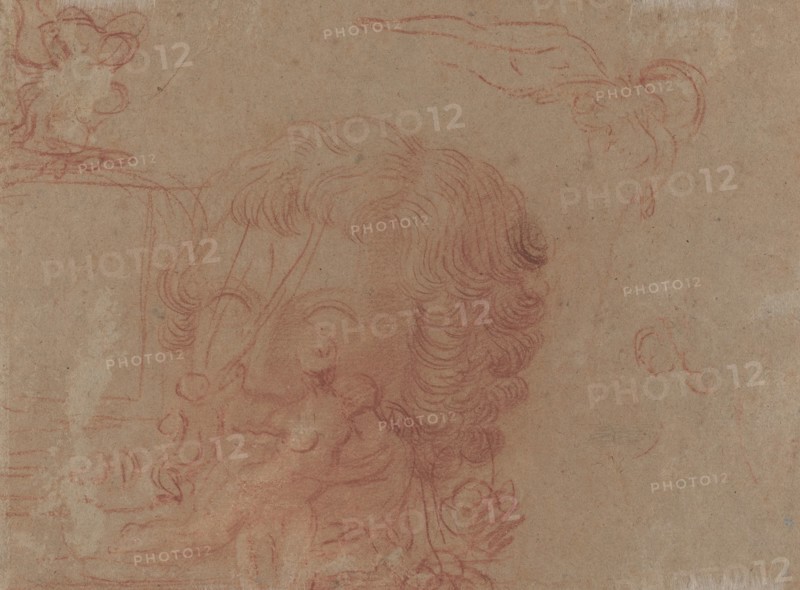 Figure Sketches and a Copy After a Sculpted Head [verso], c. 1715/1716. Creator: Jean-Antoine Watteau.