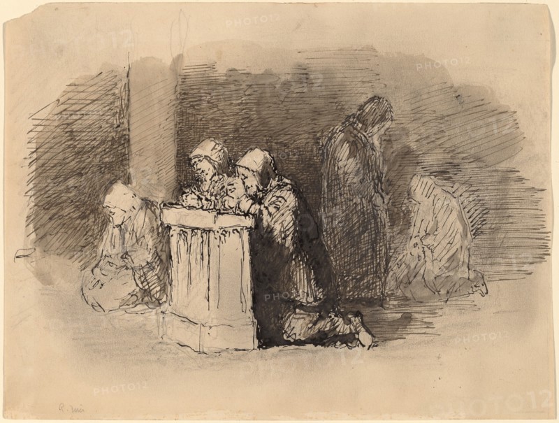 Praying Figures in a Church, Florence, c. 1824/1827. Creator: Robert Walter Weir.