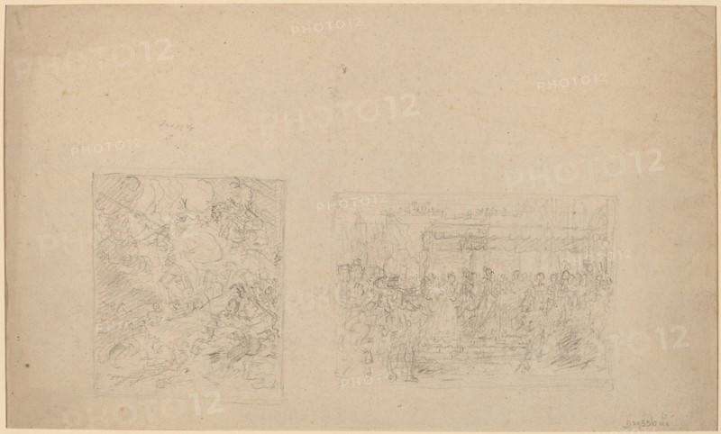 Study of Moses Striking the Rock and a Procession [verso], 1778. Creator: Benjamin West.