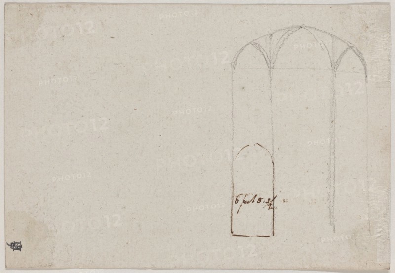 Cross Section of a Gothic Church [verso], probably c. 1788. Creator: Benjamin West.