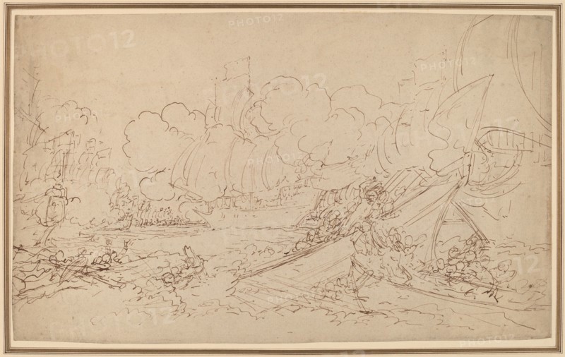 Study for The Battle of La Hogue [recto], 1778. Creator: Benjamin West.