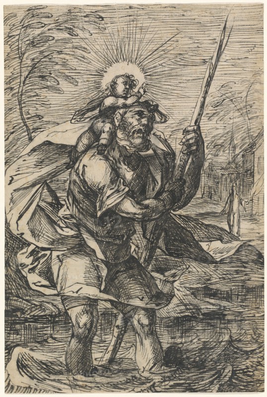 Saint Christopher (recto), 1615/1620. Creator: Hermann Weyer.