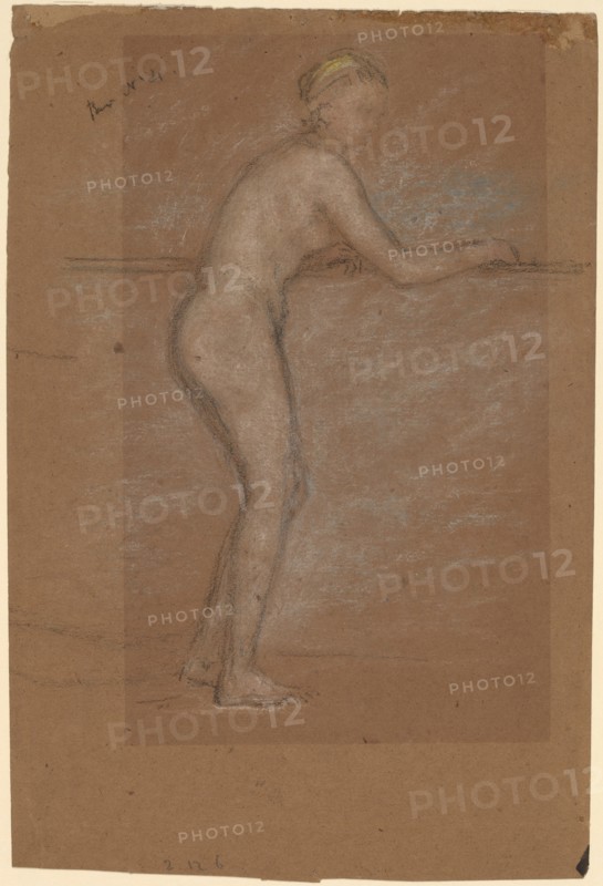 Nude Leaning on a Rail [recto], 1871/1874. Creator: James Abbott McNeill Whistler.