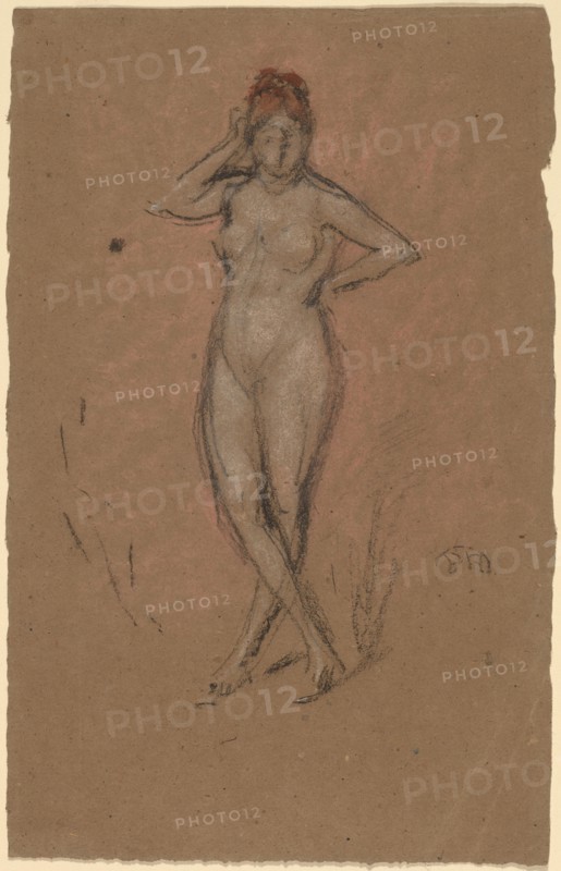 Nude Standing with Legs Crossed, c. 1878. Creator: James Abbott McNeill Whistler.