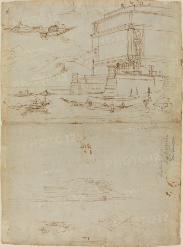 Studies of Lago Maggiore and and the Entrance to a Palazzo, c. 1700. Creator: Gaspar van Wittell.