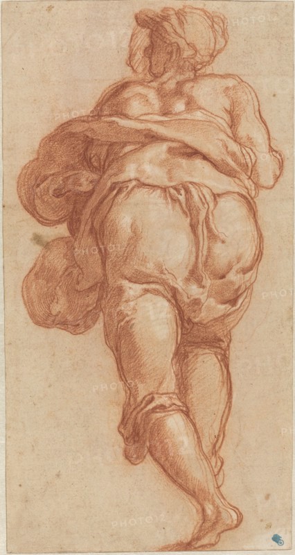 A Man Seen from Behind [recto], c. 1555. Creator: Taddeo Zuccaro.