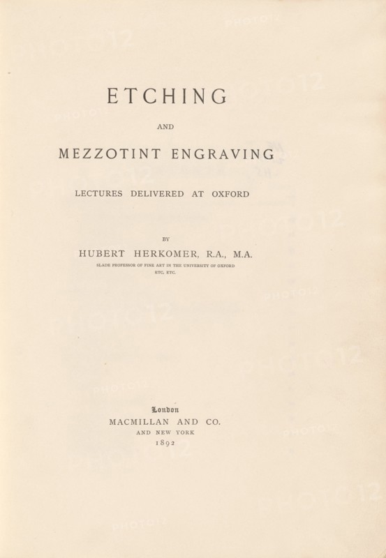 Etching and Mezzotint Engraving Lectures Delivered at Oxford, 1892. Creator: Hubert von Herkomer.