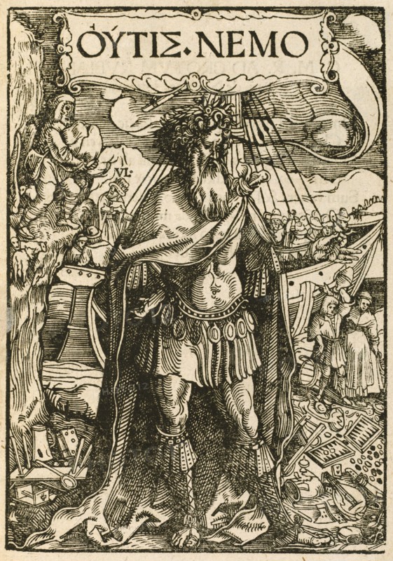 OUTIS NEMO, 1518. Creators: Hans Weiditz, Ulrich von Hutten.