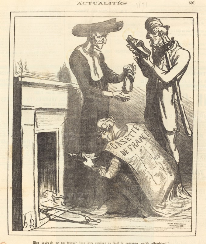Bien vexés de ne pas trouver dans leur souliers de Noël la couronne qu'ils attendaient!, 1871. Creator: Honore Daumier.