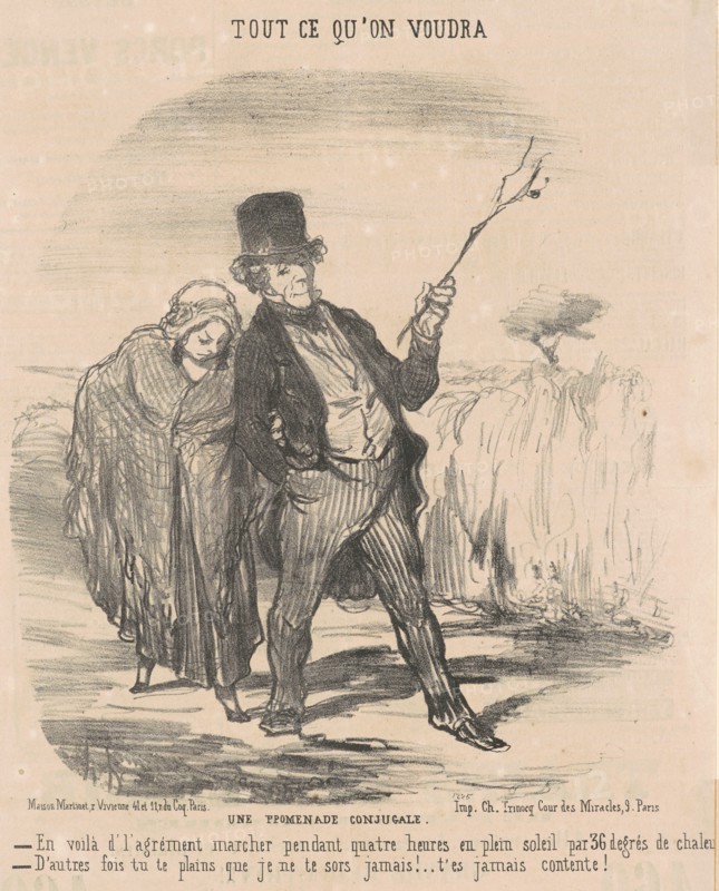 Une promenade conjugale, 19th century. Creator: Honore Daumier.