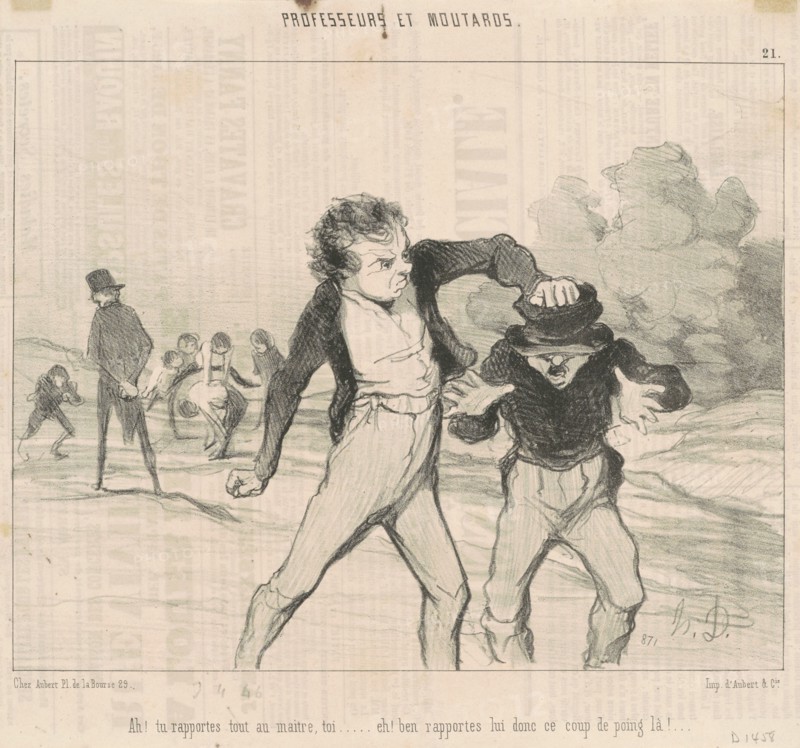 Ah! Tu rapportes tout au maître, toi..., 19th century. Creator: Honore Daumier.