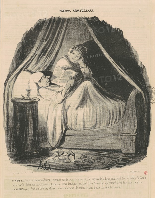 Le mari lisant: nous étions mollement étendus..., 19th century. Creator: Honore Daumier.