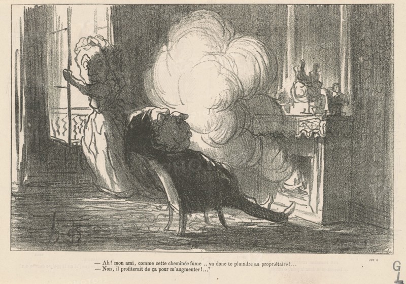 Ah! mon ami, comme cette cheminée fume ..., 19th century. Creator: Honore Daumier.