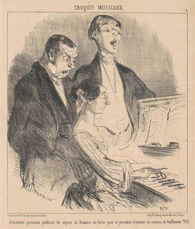 Amateurs parisiens profitant du séjour de Rossini en Italie..., 19th century. Creator: Honore Daumier.