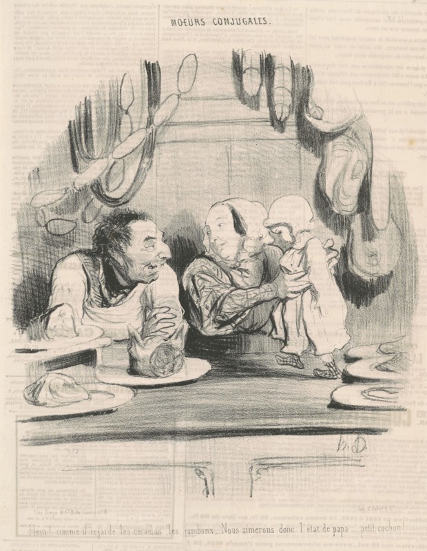 Hein! comme il regarde les cervelas..., 19th century. Creator: Honore Daumier.