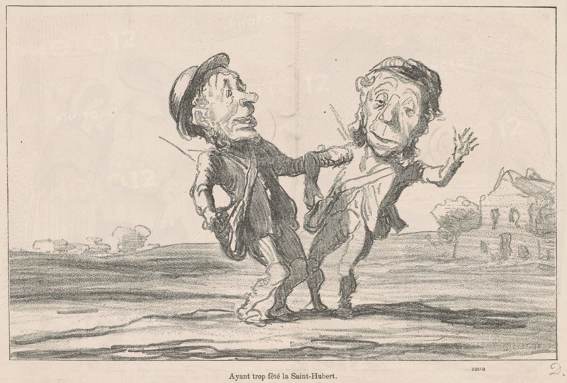 Ayant trop fêté la Saint-Hubert, 19th century. Creator: Honore Daumier.