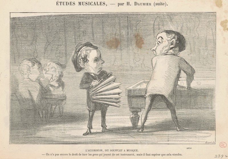 L'accordéon, dit soufflet a musique, 19th century. Creator: Honore Daumier.