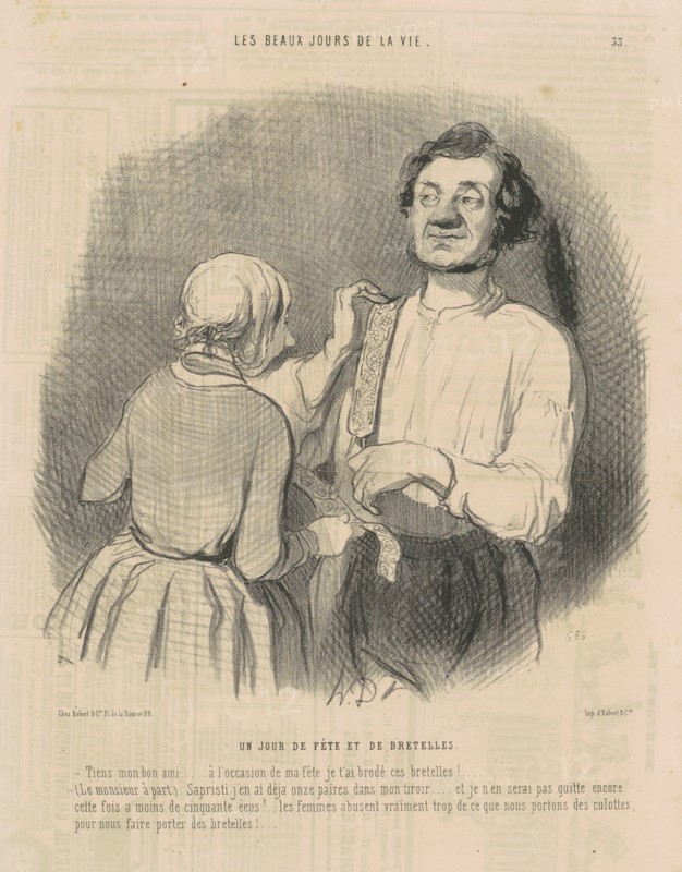 Un jour de fête et de bretelles, 1844. Creator: Honore Daumier.
