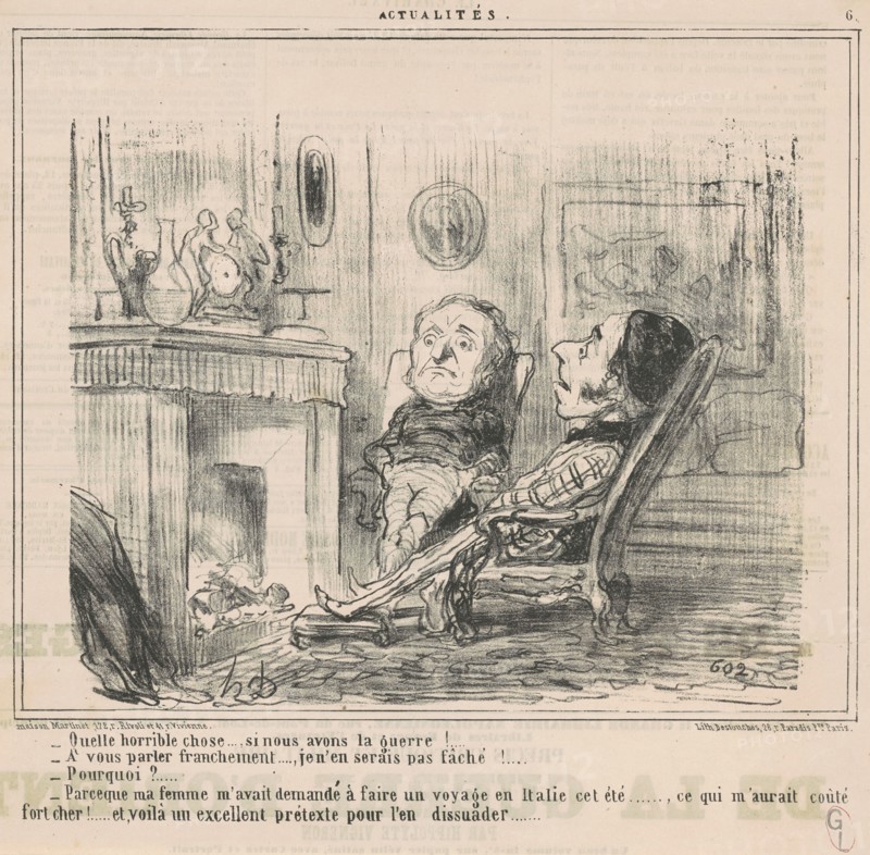 Quelle horrible chose ... si nous avons la guerre! ..., 19th century. Creator: Honore Daumier.