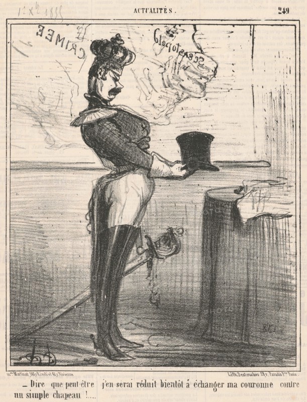 Dire que peut-être j'en serai réduit ..., 1855. Creator: Honore Daumier.