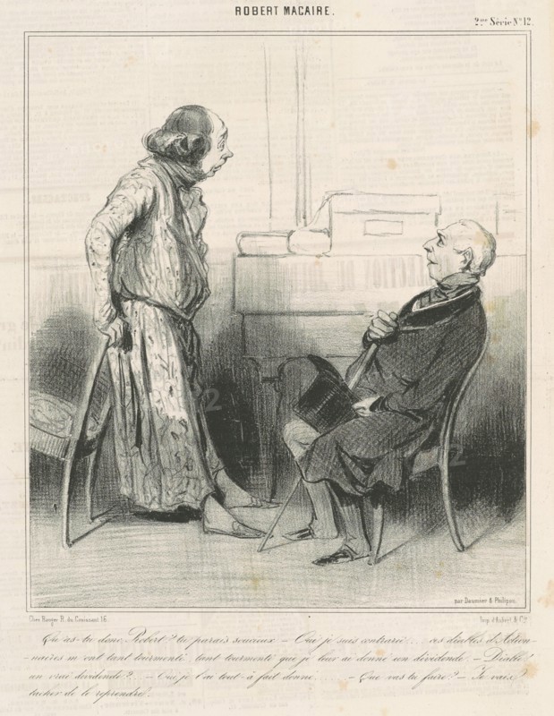 Qu'as-tu donc, Robert? ..., 19th century. Creator: Honore Daumier.