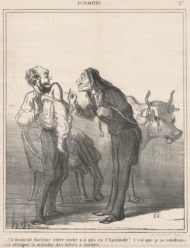 Un moment ... votre vache n'a pas eu l'epizoodie? ..., 19th century. Creator: Honore Daumier.