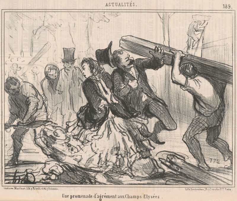 Une promenade d'argrément aux Champs-Elysées, 19th century. Creator: Honore Daumier.