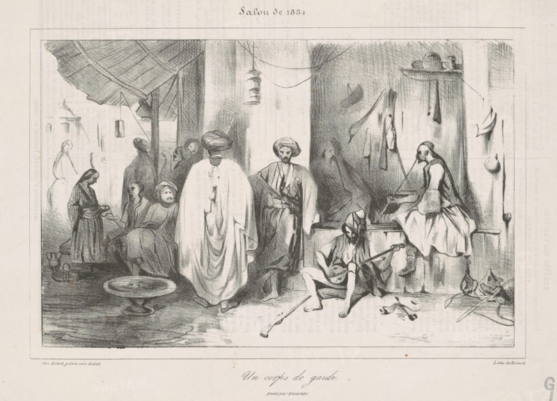Un corps de garde peint par Decamps, 19th century. Creator: Honore Daumier.