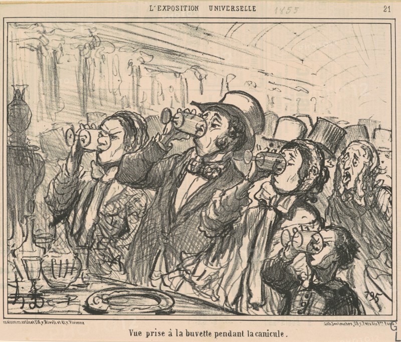 Vue prise a la buvette pendant la canicule, 19th century. Creator: Honore Daumier.
