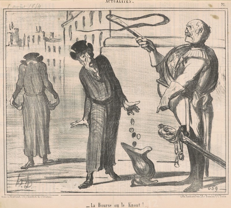 La bourse ou le knout!, 19th century. Creator: Honore Daumier.
