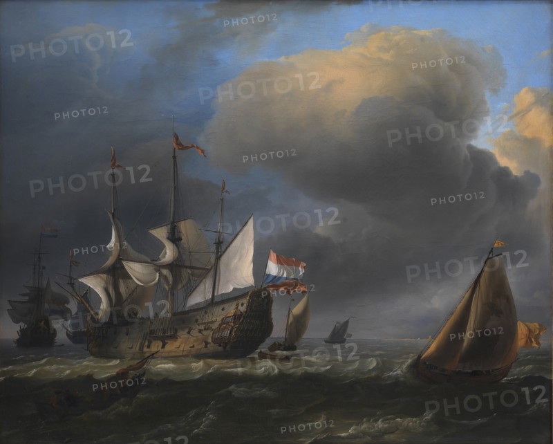 Seascape with Dutch Men-of-War and Fishing Boats, 1646-1708. Creator: Ludolf Backhuysen I.