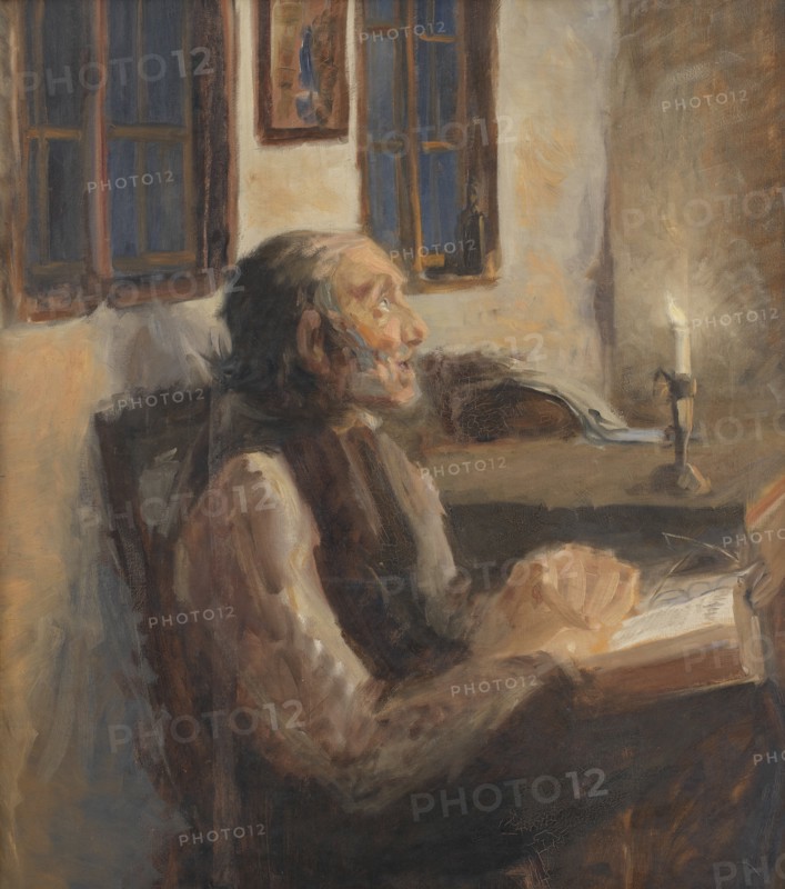 The old man at the leper, 1896-1900. Creator: H. A. Brendekilde.