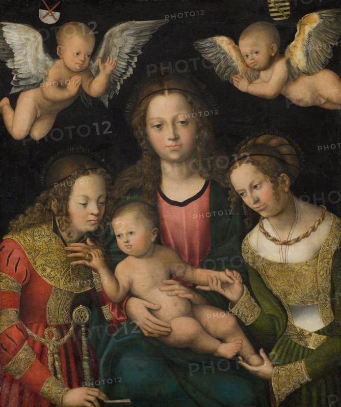 Virgin and Child with the Saints Catherine and Barbara;The Mystic Marriage of Saint..., 1510-1512. Creator: Lucas Cranach the Elder.