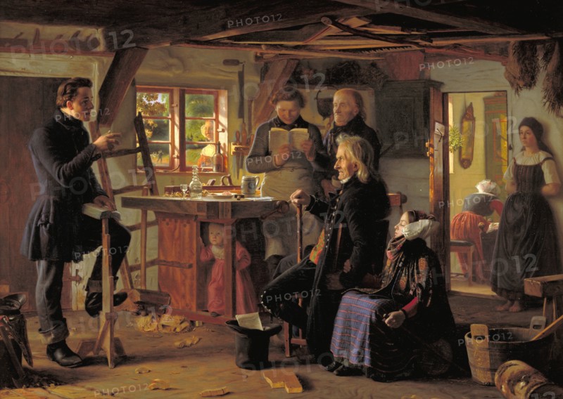 Mormons Visiting a Country Carpenter, 1856. Creator: Christen Dalsgaard.