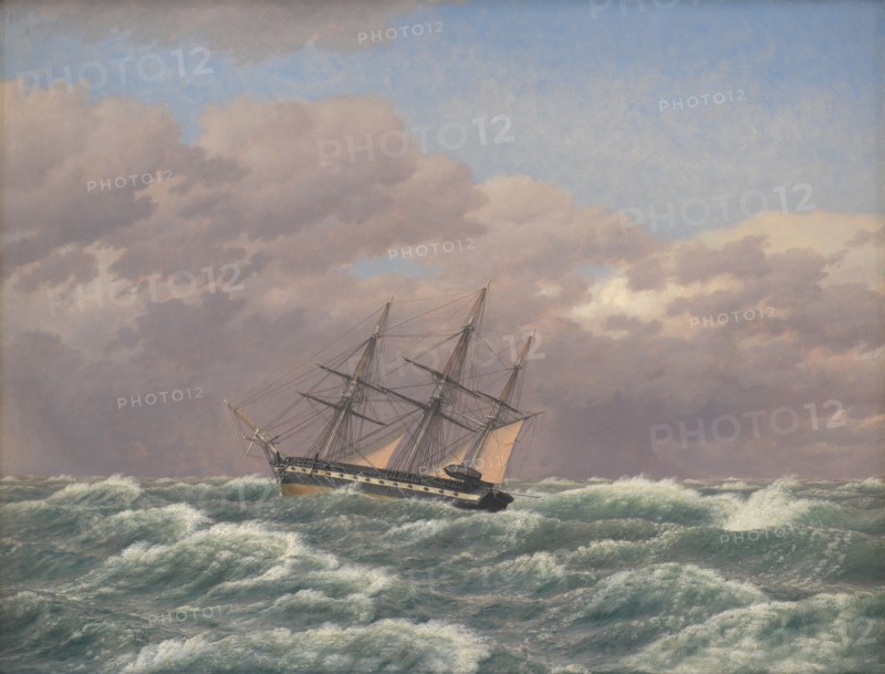 The Corvette "Galathea" in a Storm in the North Sea, 1839. Creator: CW Eckersberg.