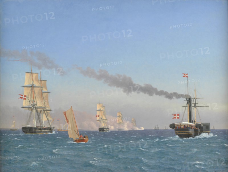 Christian VIII Aboard his Steamship "Ægir" Watching the Manoeuvres of a Squadron near Copen...1844. Creator: CW Eckersberg.