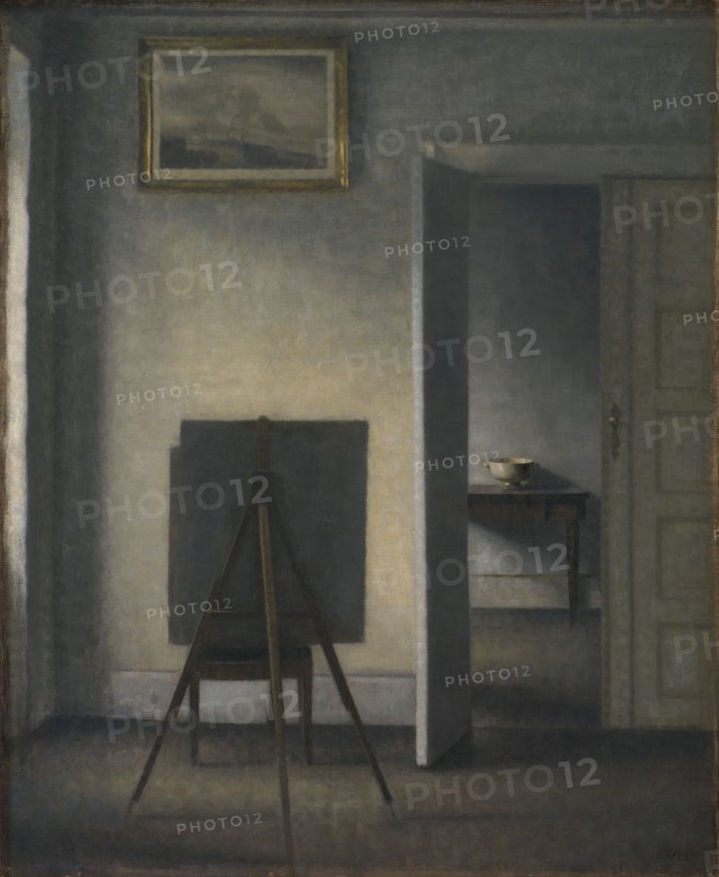 Interior with the Artist's Easel, 1910. Creator: Vilhelm Hammershøi.