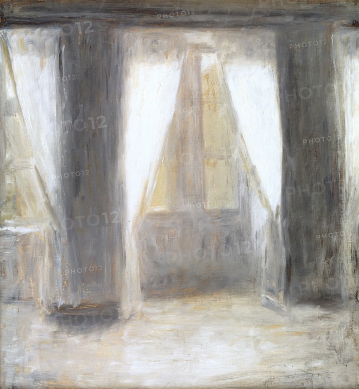 The Dining Room in the Artist's Home in Frederiksberg Allé, Copenhagen, 1887. Creator: Vilhelm Hammershøi.