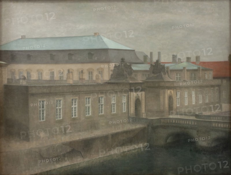 View of Christiansborg Palace, Late Autumn, Western Portal, 1890-1892. Creator: Vilhelm Hammershøi.