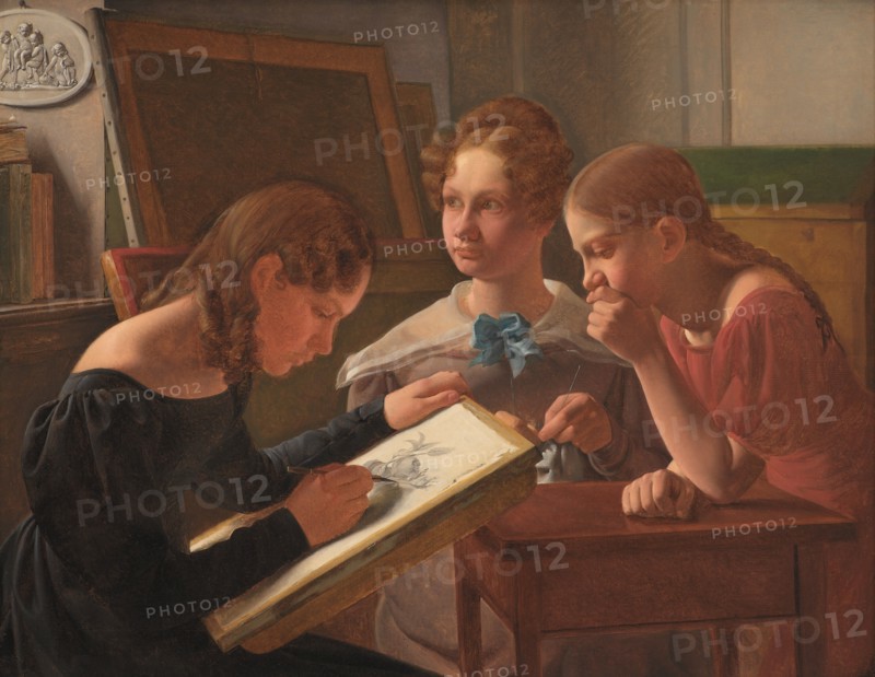 Three Young Girls. The Artist's Sisters: Alvilde, Ida and Henriette, 1827. Creator: Constantin Hansen.