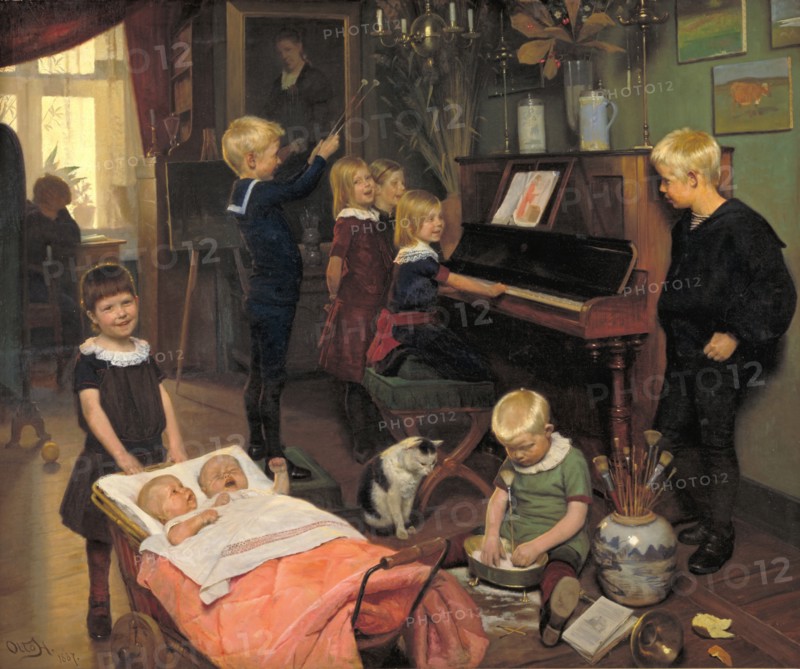 A Concert: The Artist's Children and their Playmates, 1887. Creator: Otto Haslund.