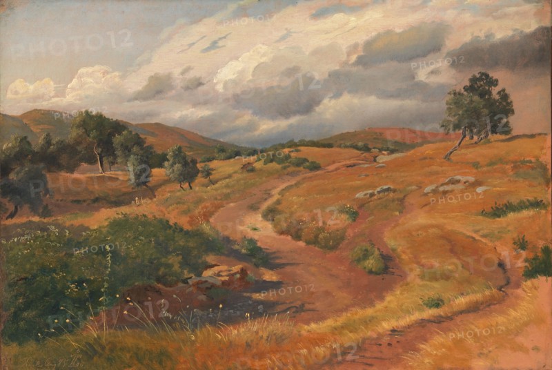 Landscape near Tivoli, Italy;Rocky Hills. Tivoli, 1845. Creator: Johan Thomas Lundbye.