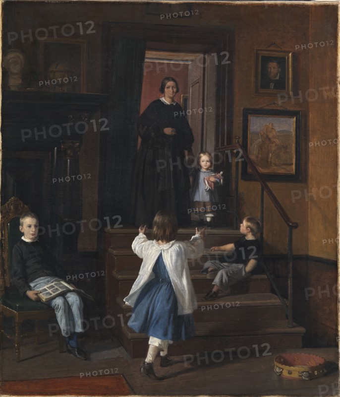 The Artist's Family;The Artist's Wife and Children in the Studio at Charlottenborg, 1861-1862. Creator: Wilhelm Marstrand.
