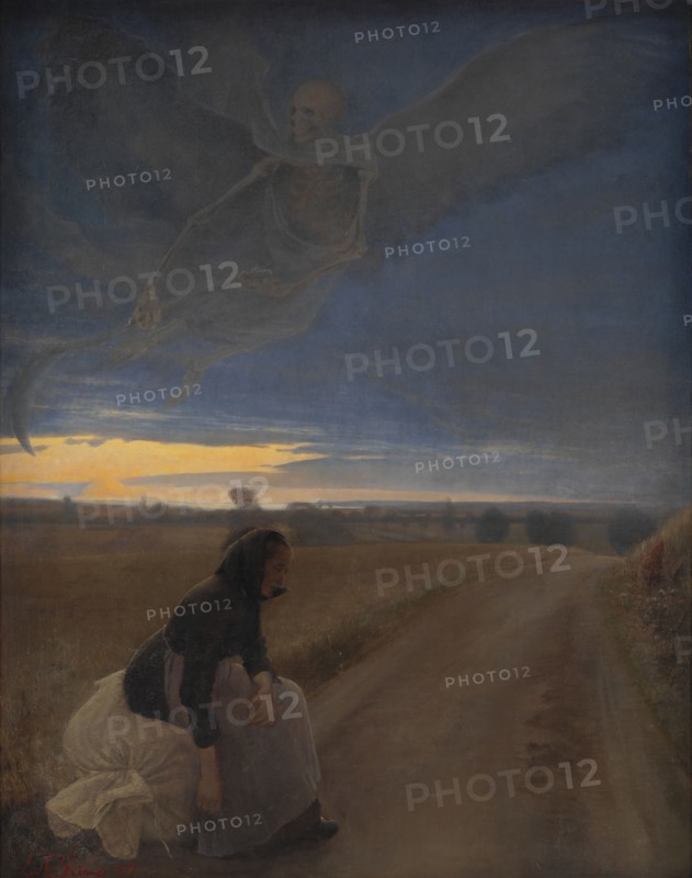 Evening;Evening. Death and the Old Woman, 1887. Creator: Laurits Andersen Ring.