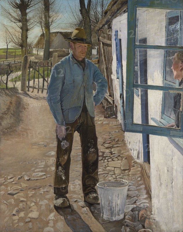 Whitewashing the Old House, 1908. Creator: Laurits Andersen Ring.