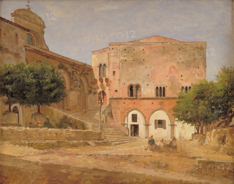 The Market Place in Piperno, 1838. Creator: Jorgen Pedersen Roed.