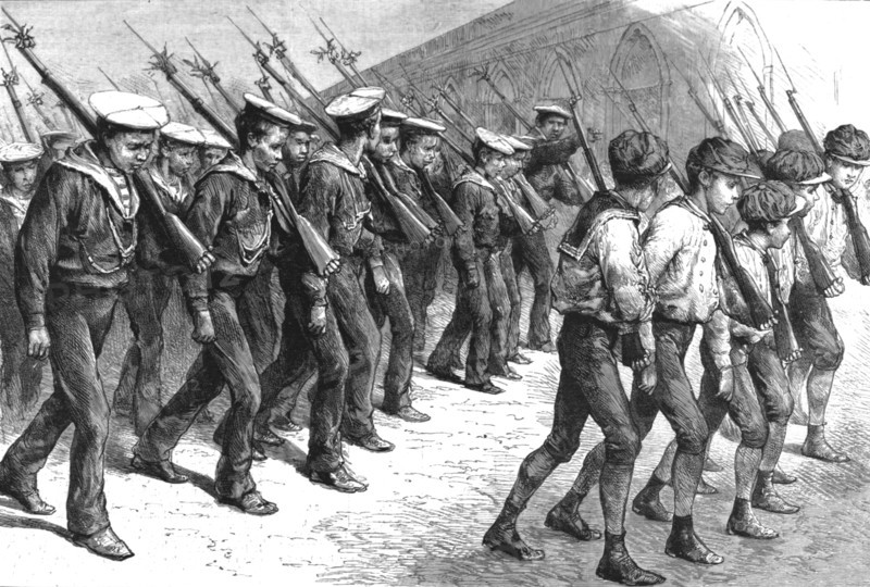 ''Young Brazil -- Cadets Marching through the Streets of Rio De Janeiro', 1891. Creator: Unknown.